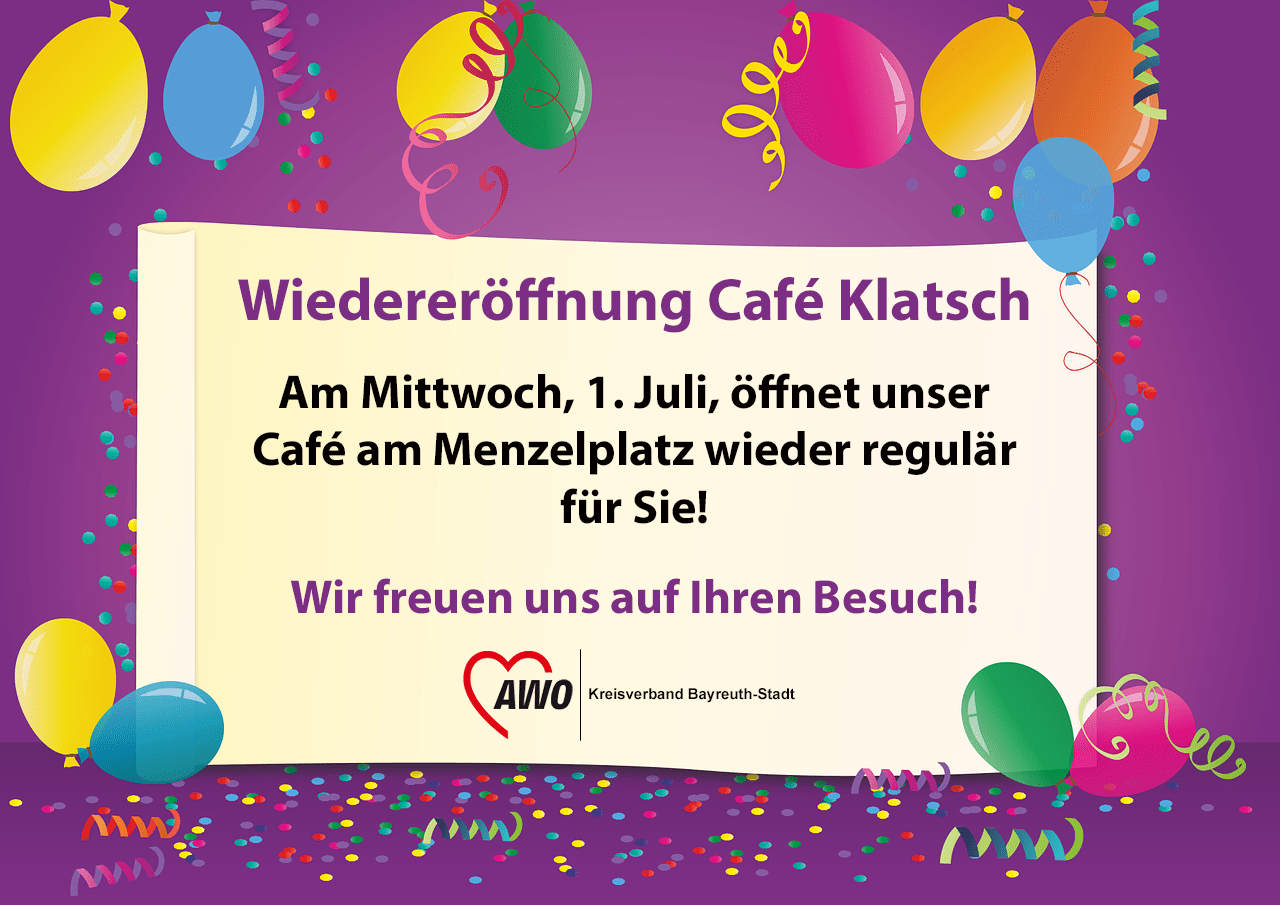 Das Café Klatsch eröffnet am 1. Juli wieder!