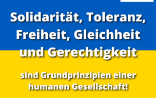 Gegen den Krieg in der Ukraine – für die Menschen in der Ukraine – gegen die Diskriminierung von Menschen aus Russland, die hier in Deutschland leben